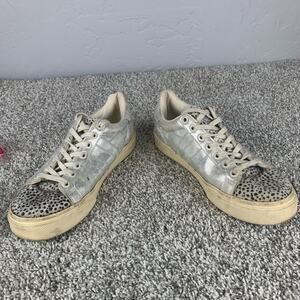 Gola Orchid II Sneaker Womens Size 8 Silver Cheetah Print Lace Up Athleisure